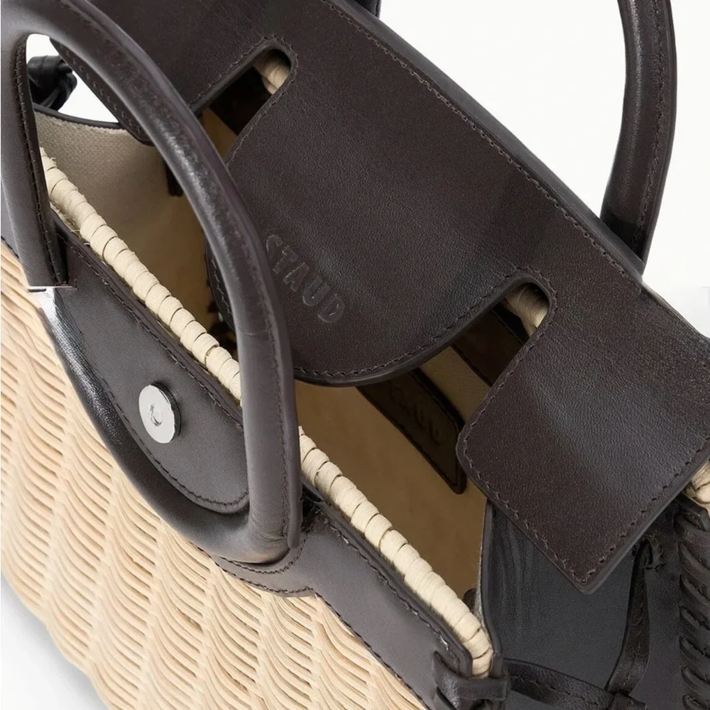 Staud Maude Wicker Carryall - Espresso Brown - Picture 2 of 8